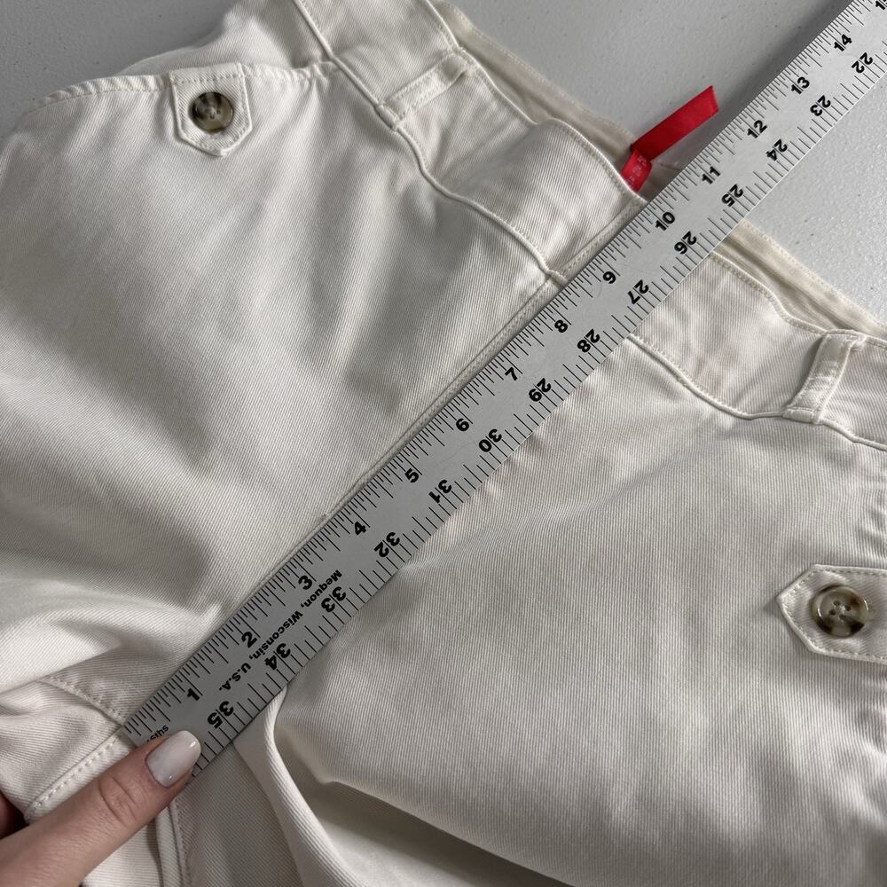 SPANX Stretch Twill Crop Wide Leg Pants Womens M Petite White Coastal Nautical - Picture 8 of 11